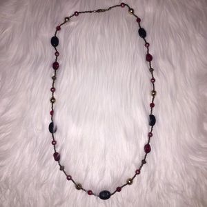Black gold and magenta beaded necklace